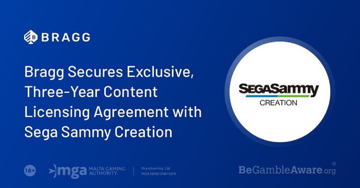 Bragg secures exclusive, three-year content licensing agreement with Sega Sammy Creation